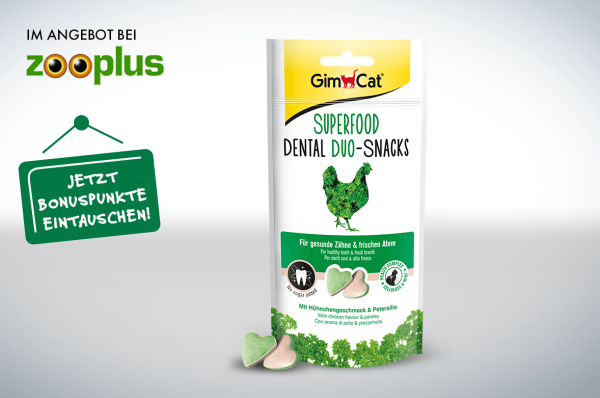 Bonuspunkte eintauschen bei Zooplus gegen GimCat Dental Duo-Snacks